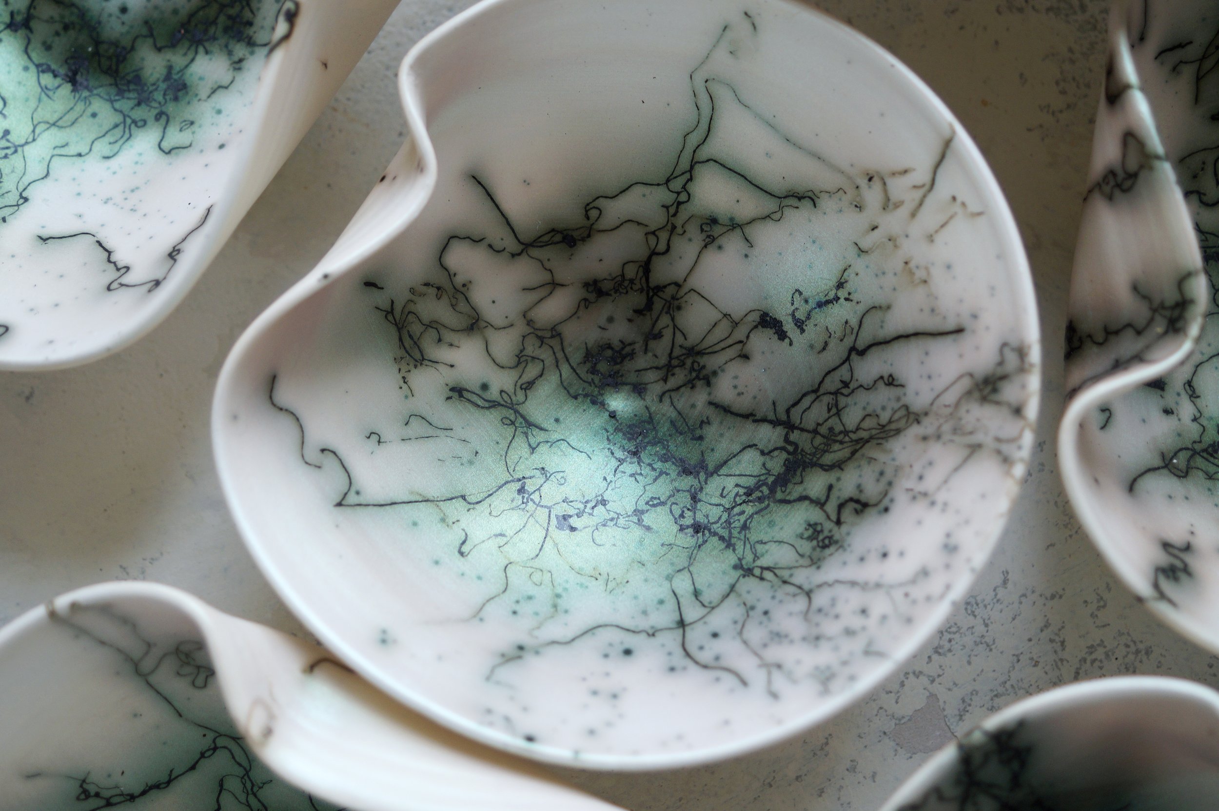Raku Wall Sculpture – Green Iridescent | Seva Ceramics - Seva Ceramics